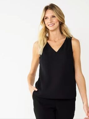 Boston Proper Black V-Neck Sleeveless Women’s Top
